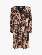 Robe mi-longue imprimé floral coupe évasée - Noir - 1