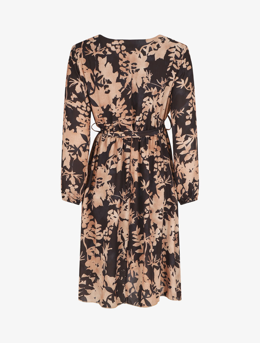 Robe mi-longue imprimé floral coupe évasée - Noir - 2