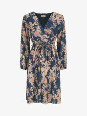 Robe mi-longue imprimé floral coupe évasée - Marine - 6