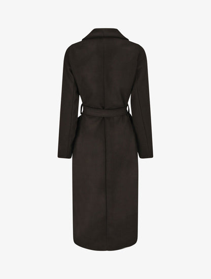 Manteau long uni ceinturé - Noir - 2