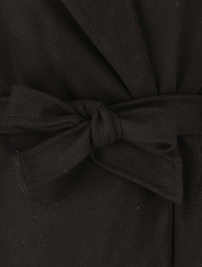 Manteau long uni ceinturé - Noir - 3