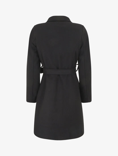 Manteau long uni coupe droite - Noir - 2