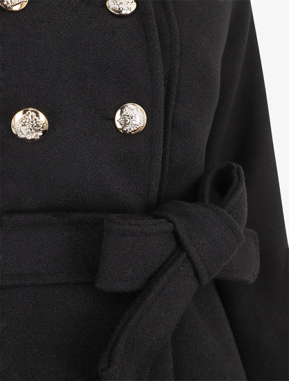 Manteau long uni coupe droite - Noir - 3