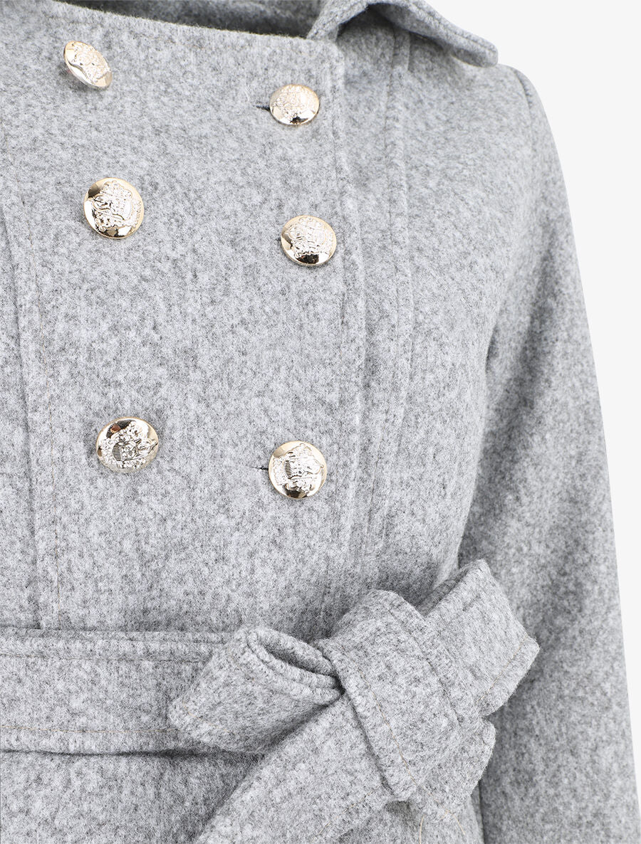 Manteau long uni coupe droite - Gris - 3