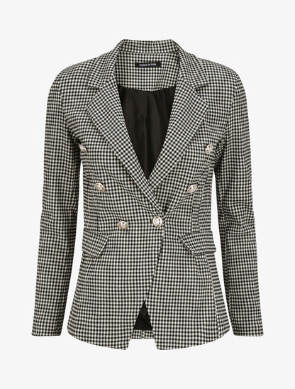 Blazer à carreaux coupe ajustée - Noir - 2