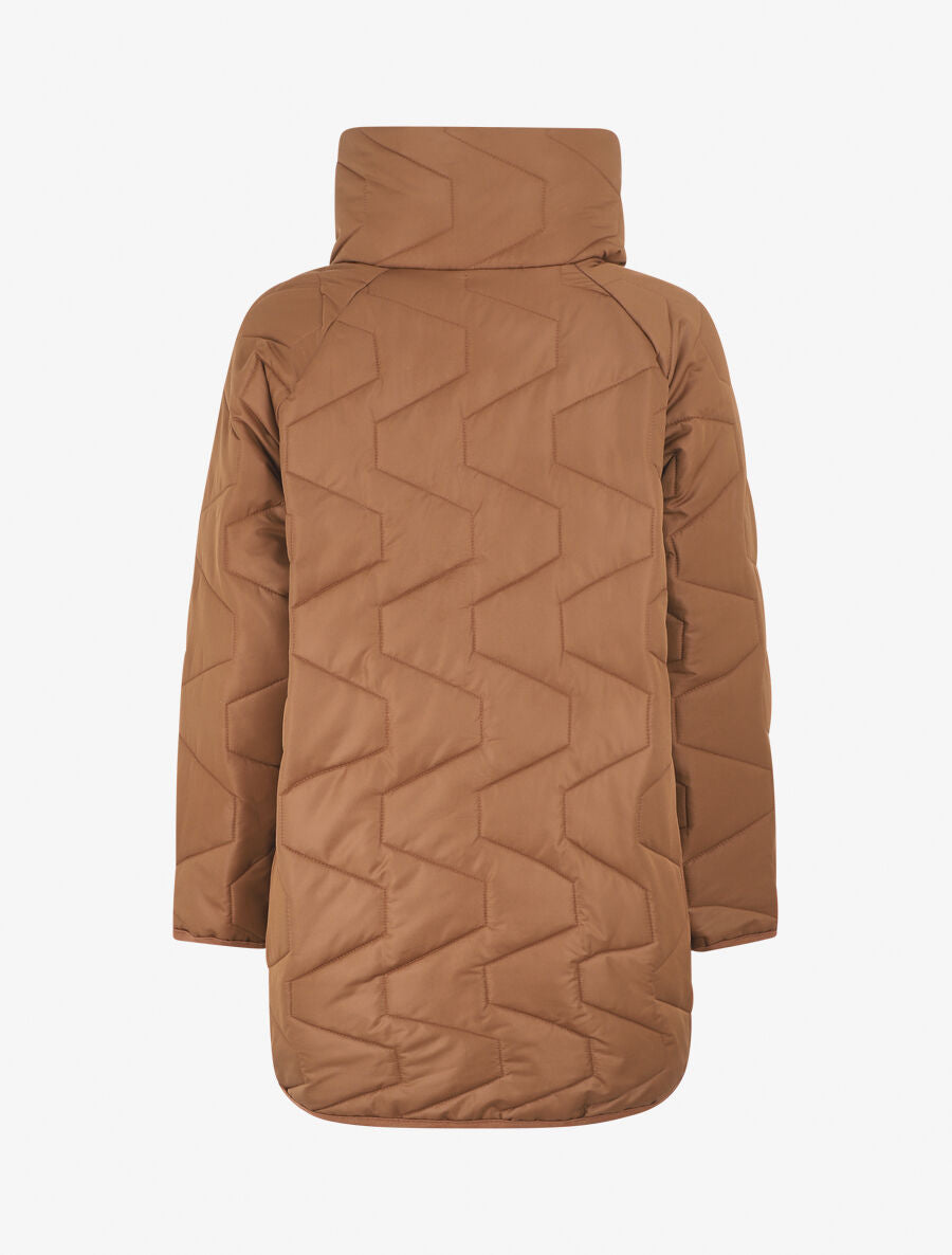 Doudoune fine ample col montant - Camel - 2