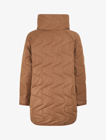 Doudoune fine ample col montant - Camel - 2