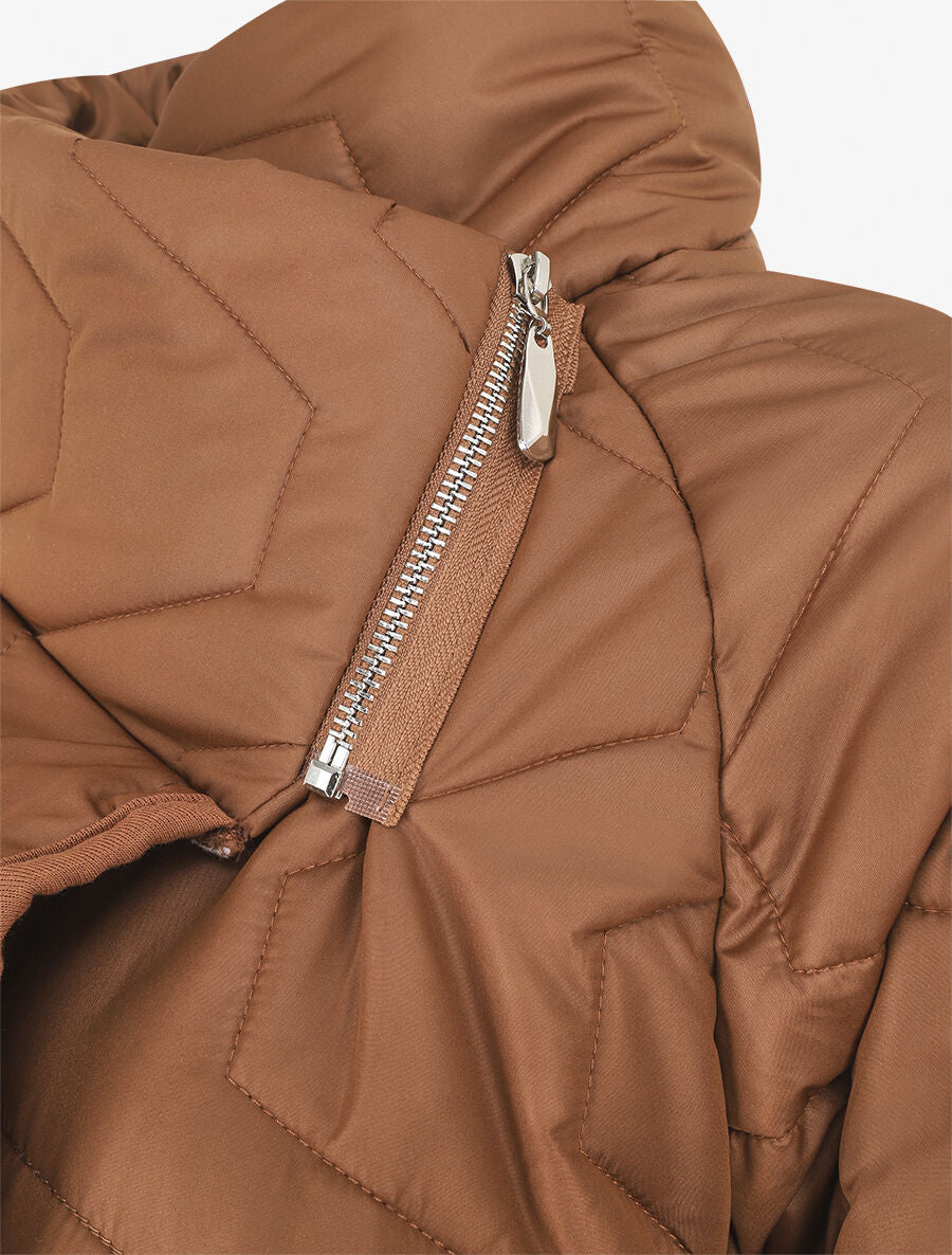 Doudoune fine ample col montant - Camel - 3