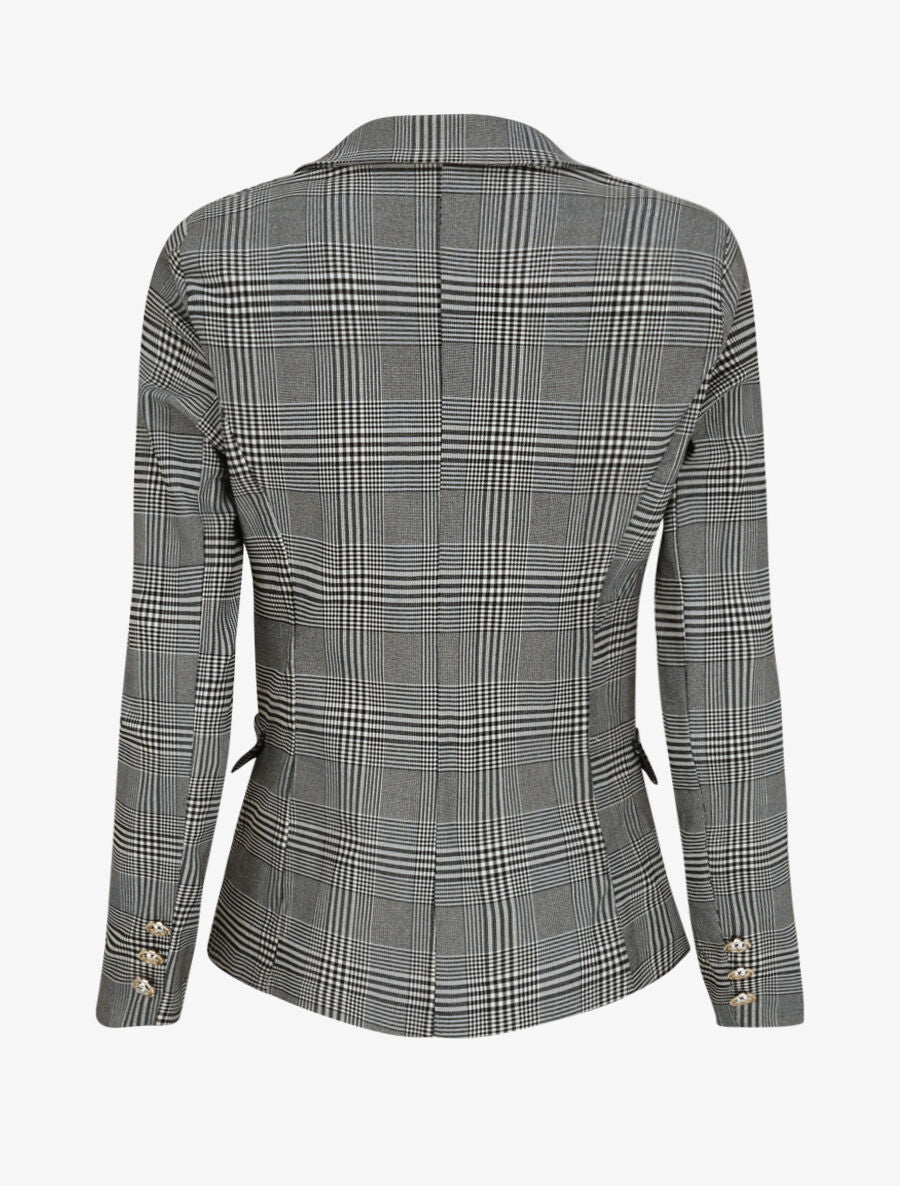 Blazer tartan coupe ajustée - Noir - 3