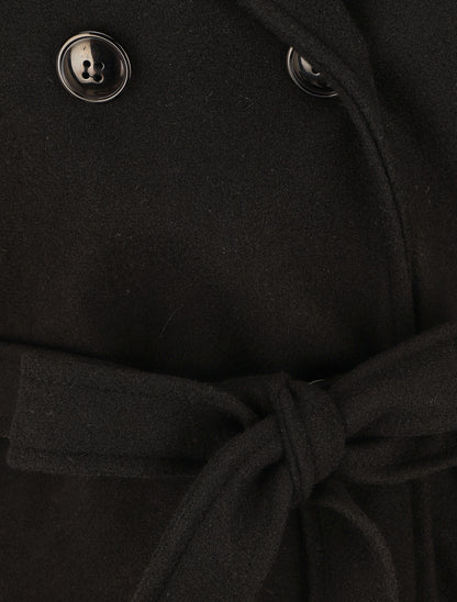 Manteau long ceinturé à capuche - Noir - 3