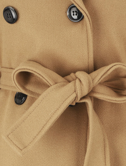 Manteau long ceinturé à capuche - Camel - 3