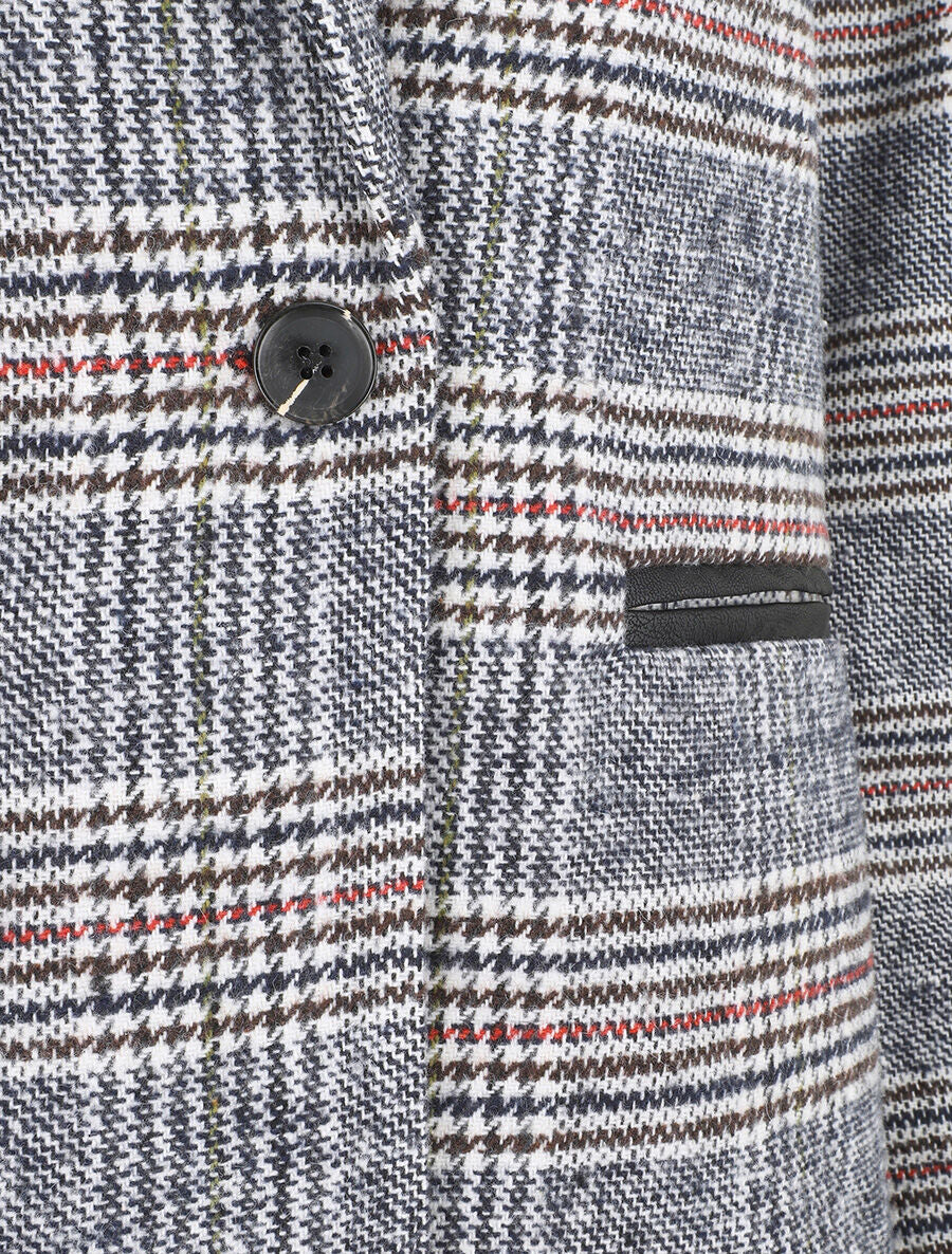 Manteau mi-long droit motif carreaux - Noir/blanc - 3