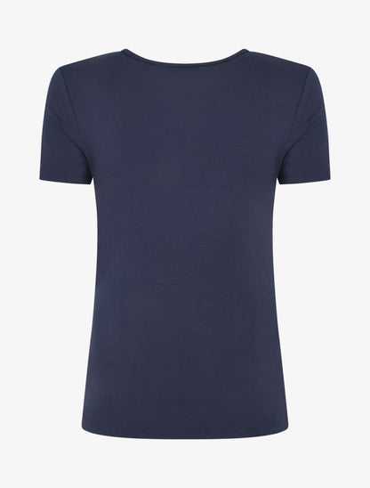 T-shirt à empiècement doré - Bleu marine - 2