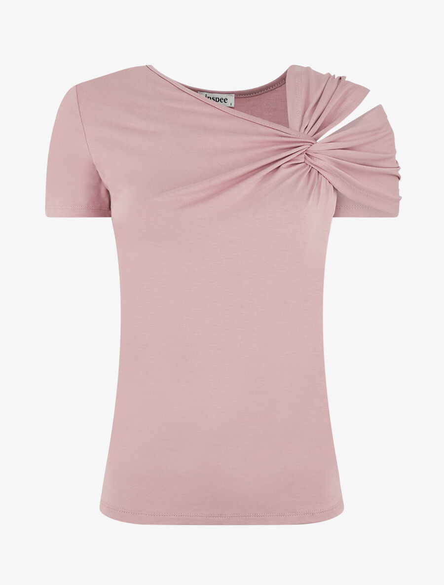 T-shirt à épaule drapée - Vieux rose - 4