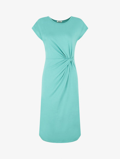 Robe t-shirt à plis - Vert turquoise - 1