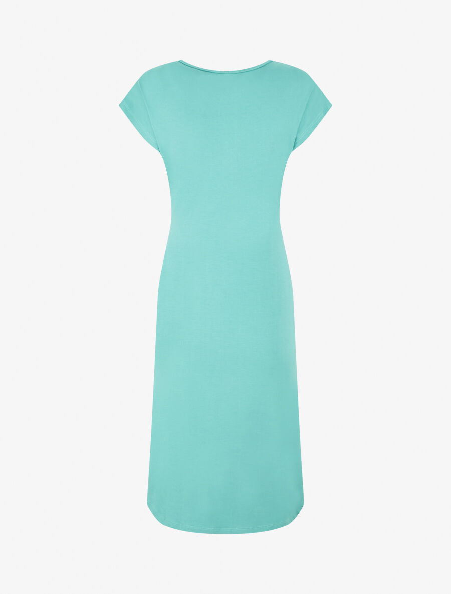 Robe t-shirt à plis - Vert turquoise - 2