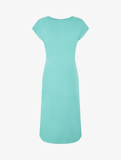 Robe t-shirt à plis - Vert turquoise - 2