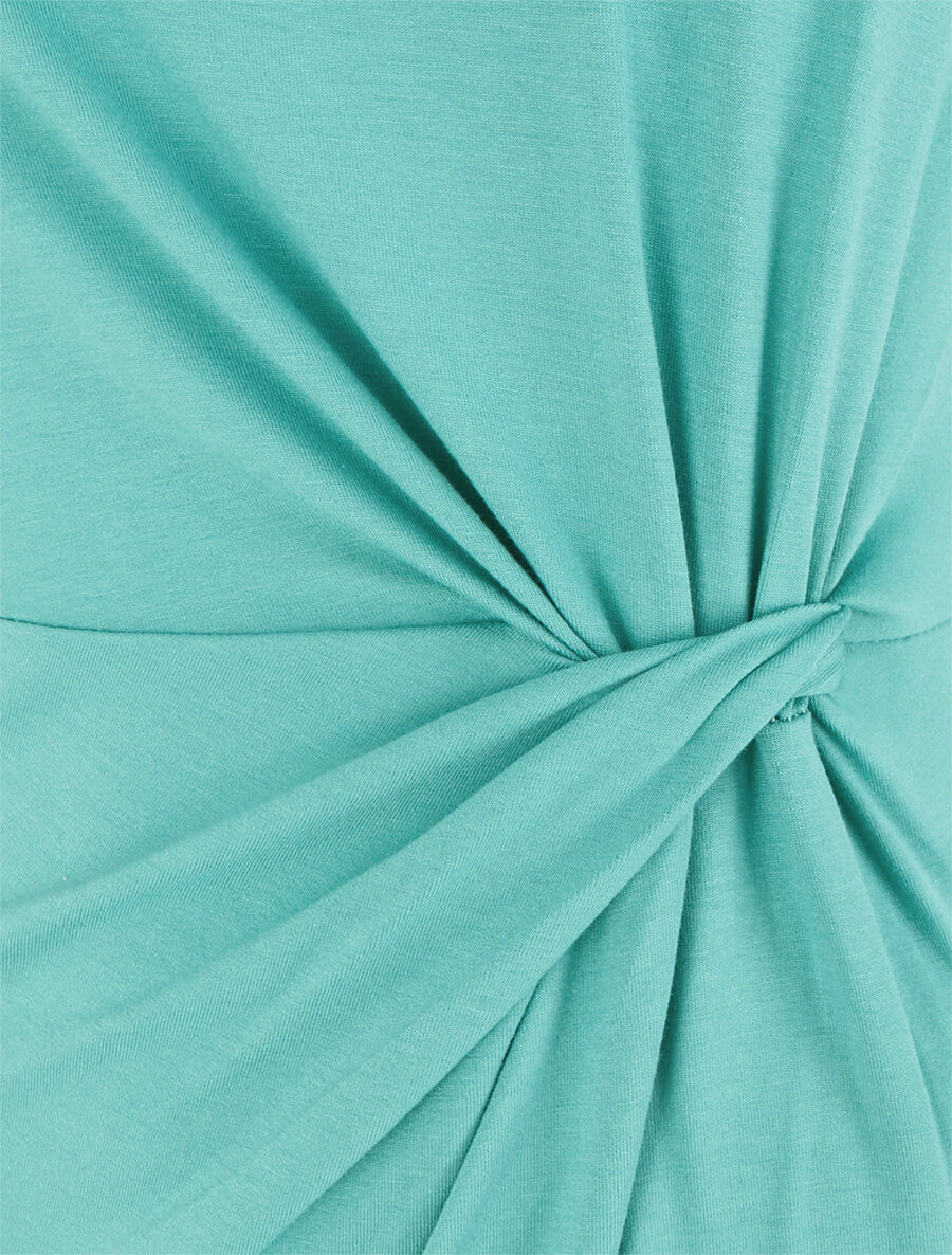 Robe t-shirt à plis - Vert turquoise - 3
