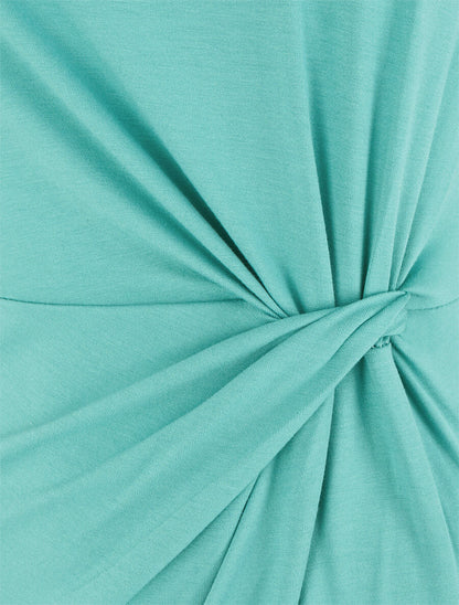 Robe t-shirt à plis - Vert turquoise - 3
