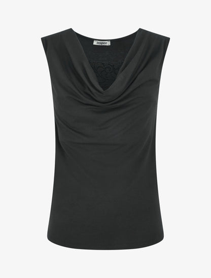Top bénitier à décolleté dentelle - Noir - 1
