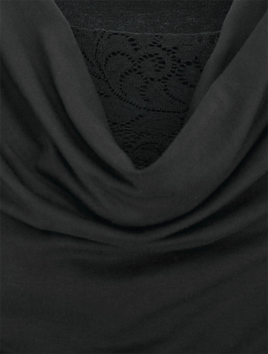Top bénitier à décolleté dentelle - Noir - 3