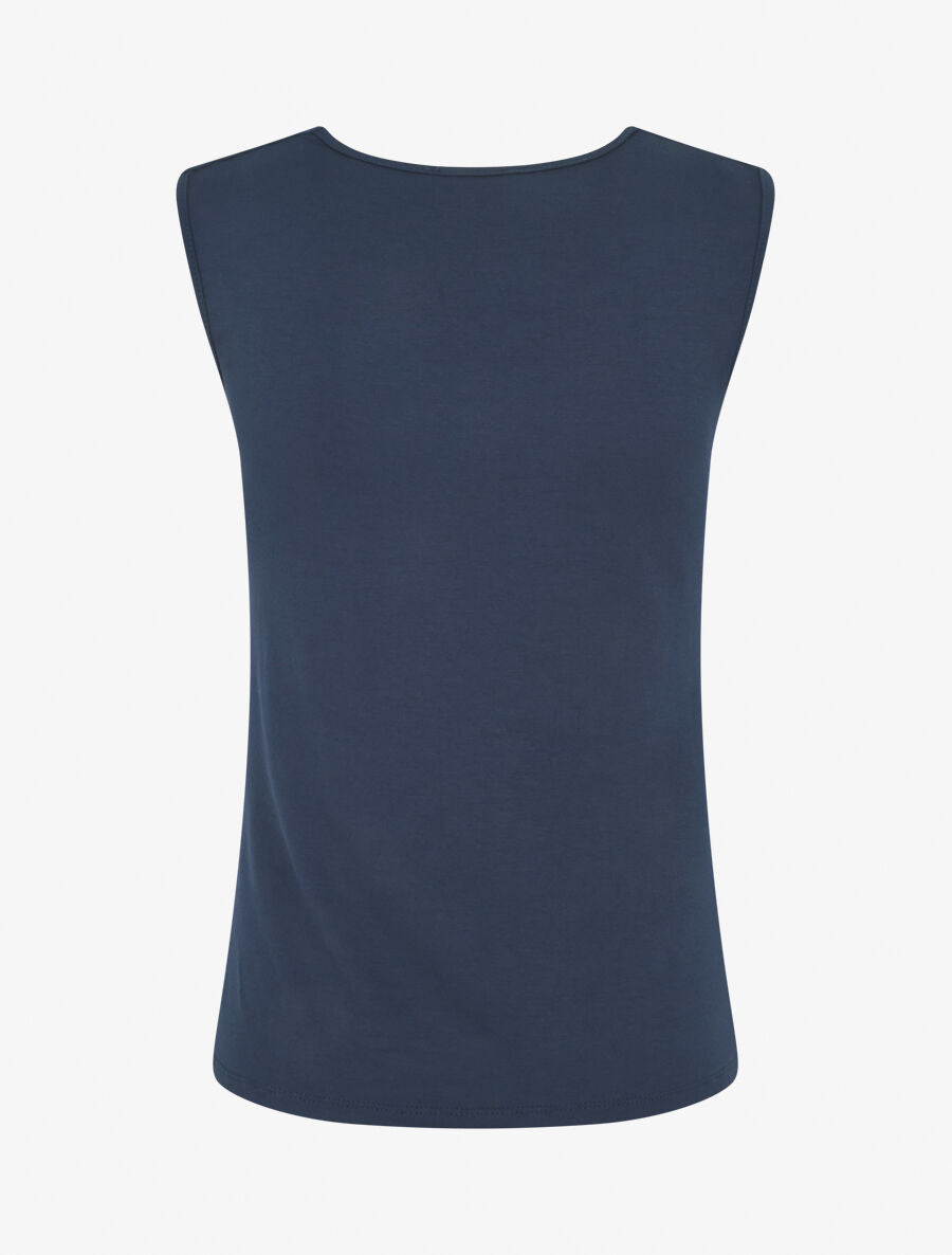 Top bénitier à décolleté dentelle - Bleu marine - 2