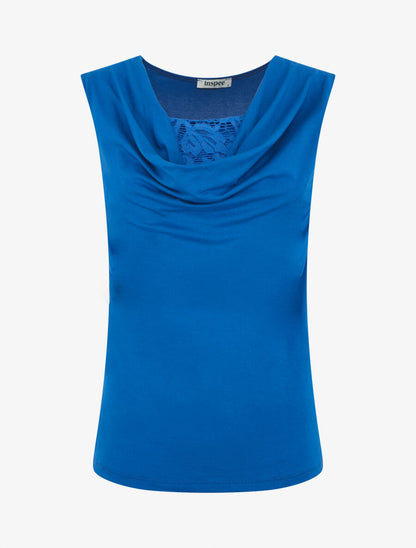 Top bénitier à décolleté dentelle - Bleu roi - 1