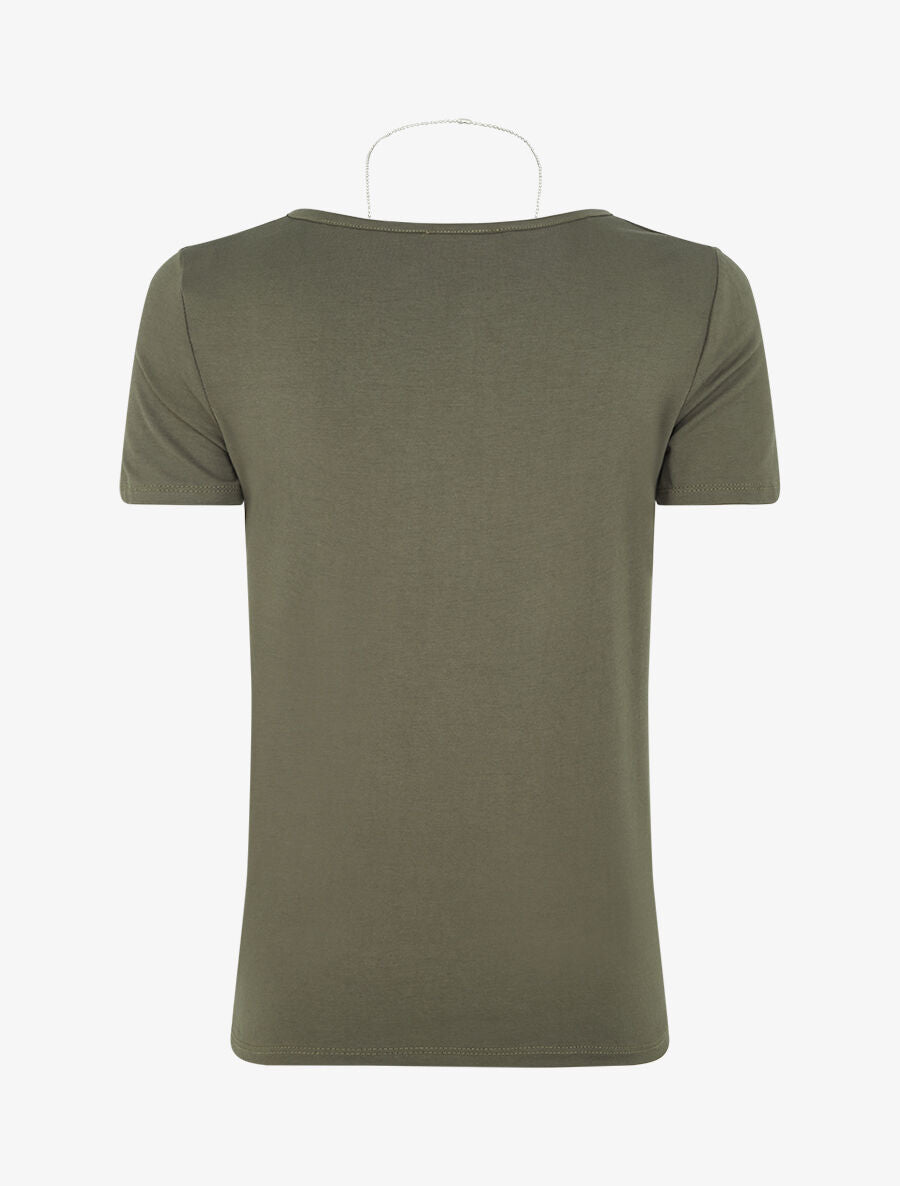 T-shirt à bords croisés - Kaki - 2
