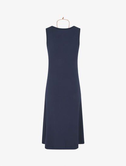 Robe longue unie effet drapé - Marine - 2