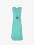 Robe longue unie effet drapé - Turquoise - 1