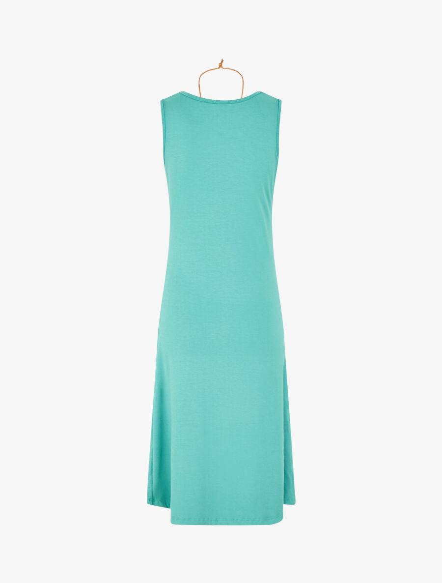 Robe longue unie effet drapé - Turquoise - 2