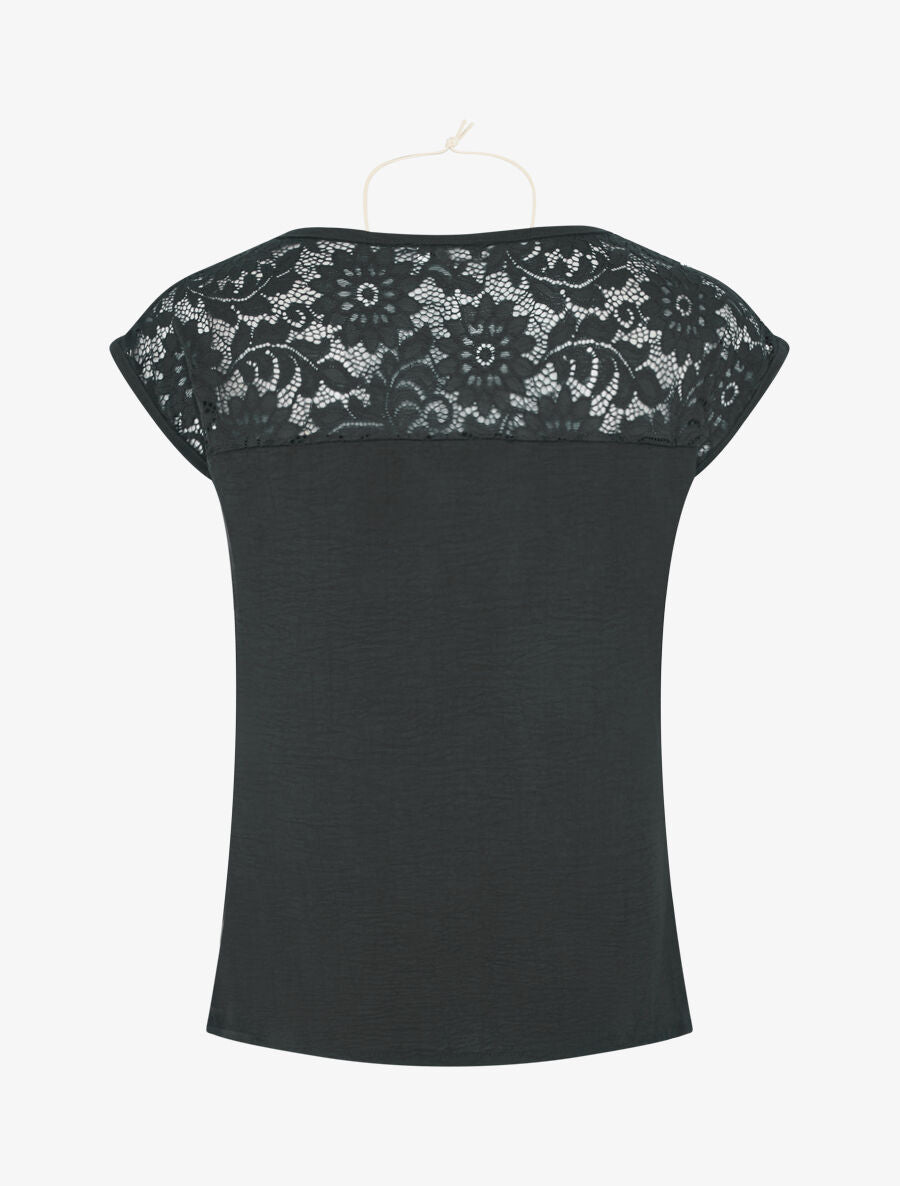 Top sans manches à dos dentelle - Noir - 2