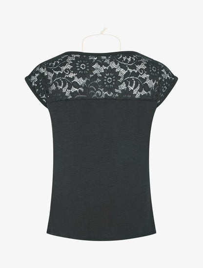 Top sans manches à dos dentelle - Noir - 2