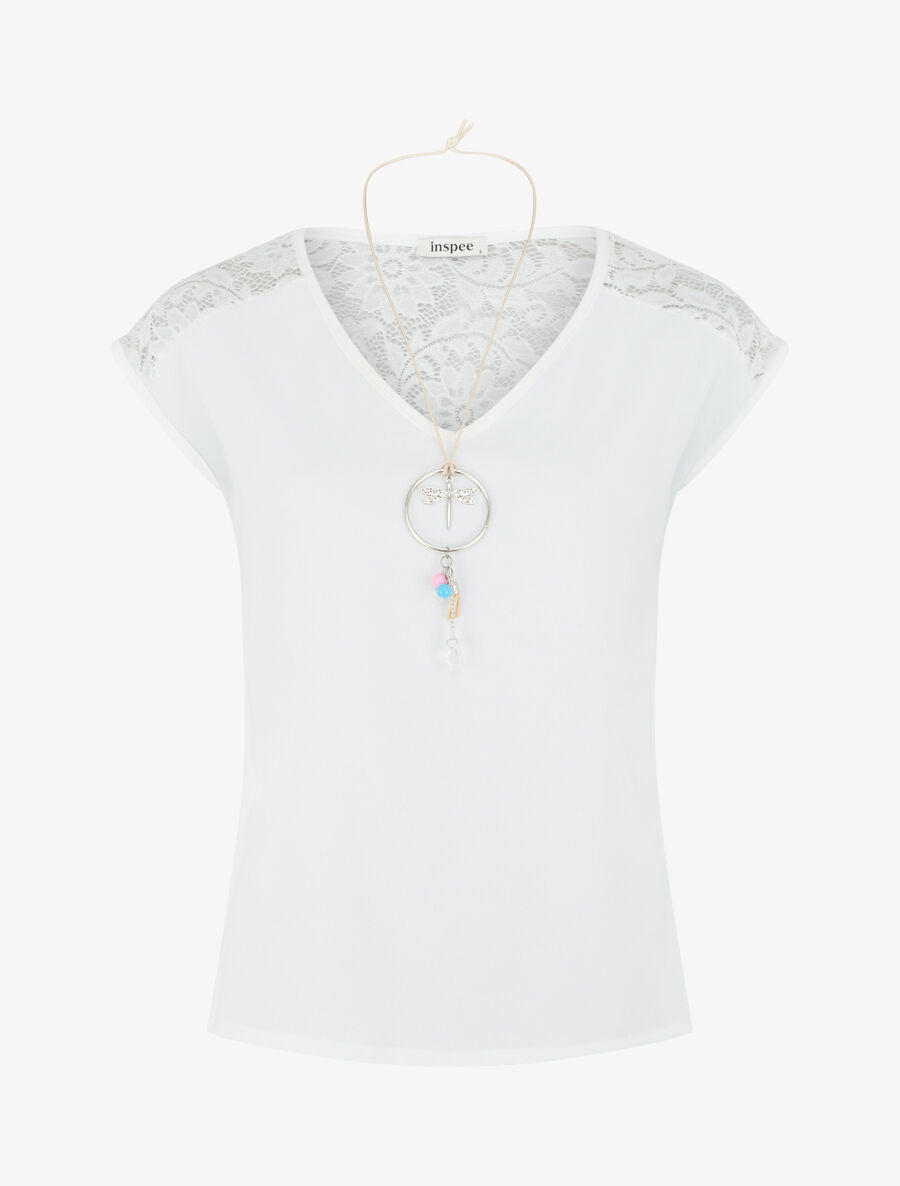 Top sans manches à dos dentelle - Blanc - 4