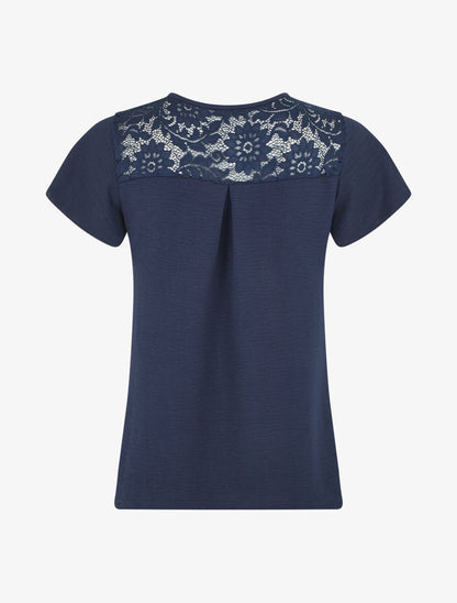Top fluide en dentelle - Bleu nuit - 2