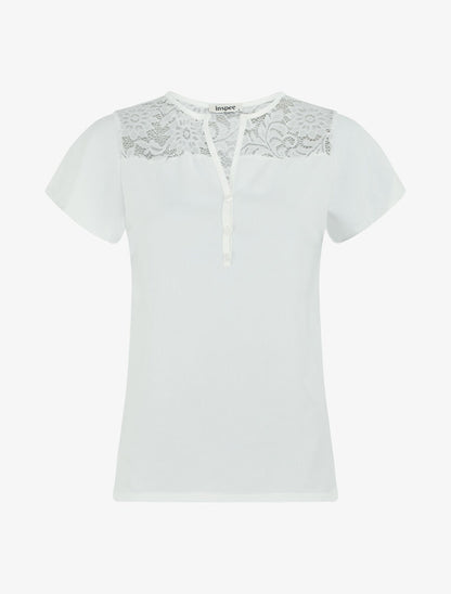 Top fluide en dentelle - Blanc - 1