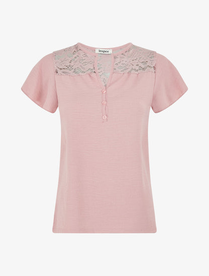 Top fluide en dentelle - Vieux rose - 4