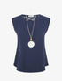 Top sans manches et dos en dentelle - Marine - 1