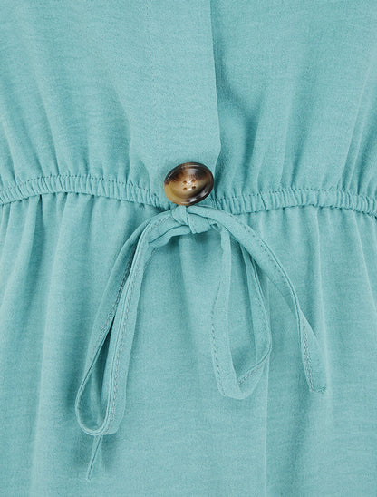 Robe sans manches à boutons décoratifs - Vert d&