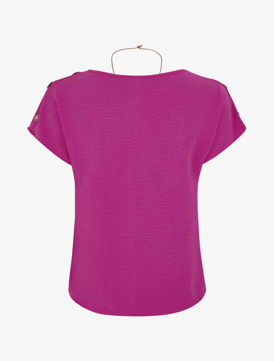 Top fluide à manches courtes et sautoir - Violet - 2