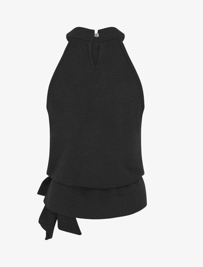 Top ample sans manches uni - Noir - 2