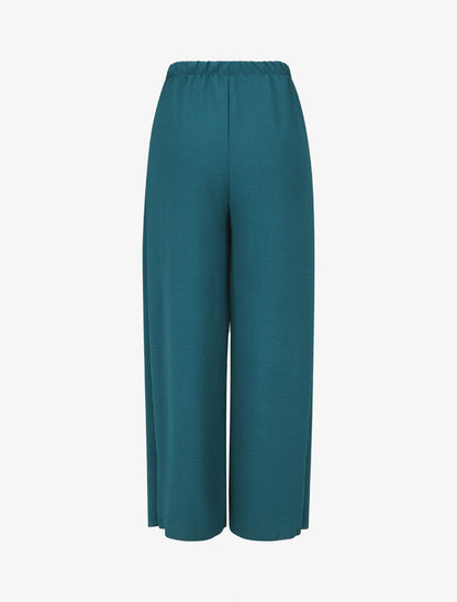 Pantalon ample à pans à nouer - Bleu canard - 2