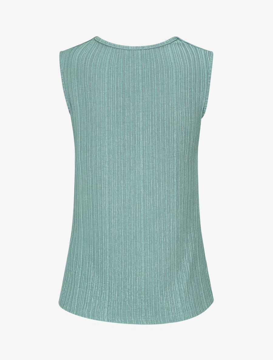 Top uni irisé à col bénitier - Vert d&