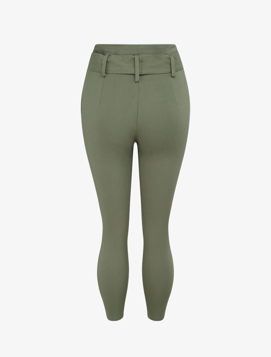 Pantalon 7/8 coupe slim à poches décoratives - Kaki - 2