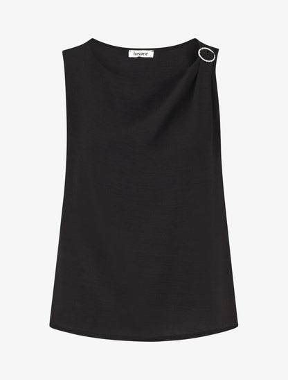 Top uni à détail broche - Noir - 4