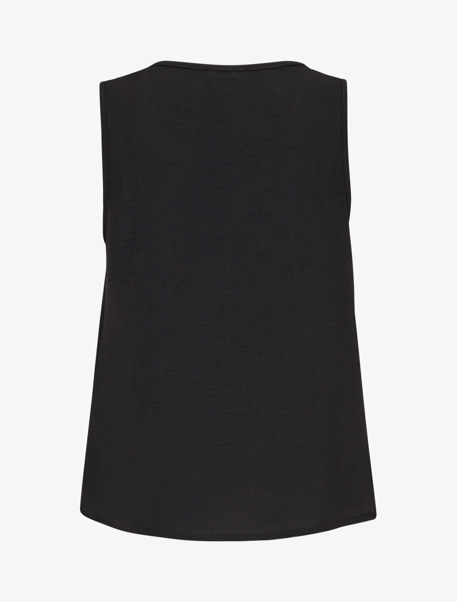 Top uni à détail broche - Noir - 2