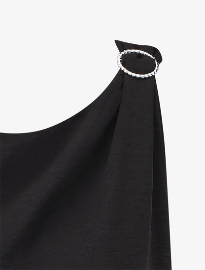 Top uni à détail broche - Noir - 3