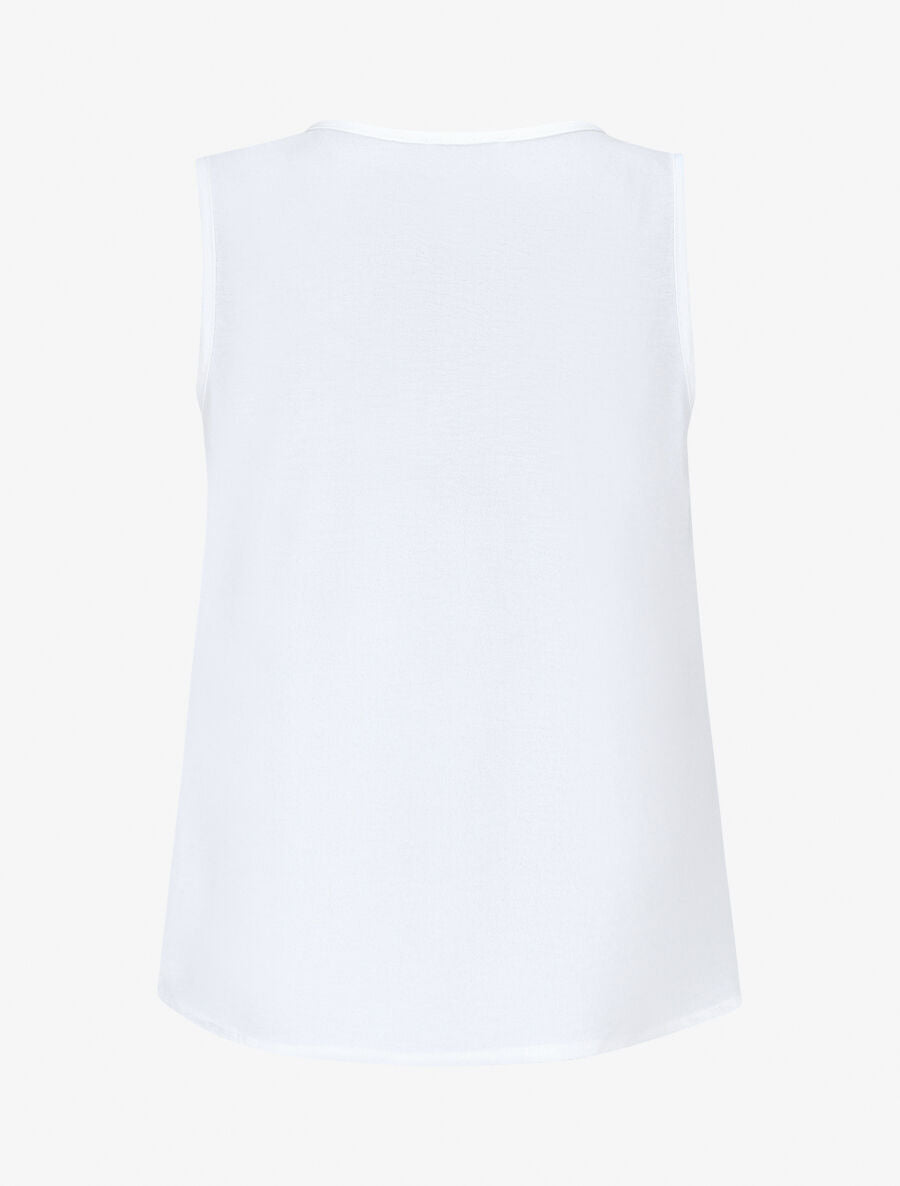 Top uni à détail broche - Blanc - 2