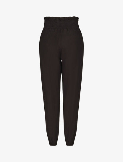 Pantalon droit taille haute plissée - Noir - 2