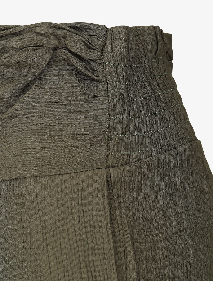 Pantalon droit taille haute plissée - Kaki - 3